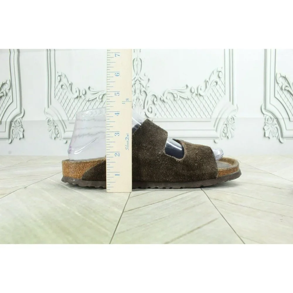 Birkenstock Arizona Brown Suede Double-Strap Slide Sandals Size 38 US 7 - Picture 6 of 9